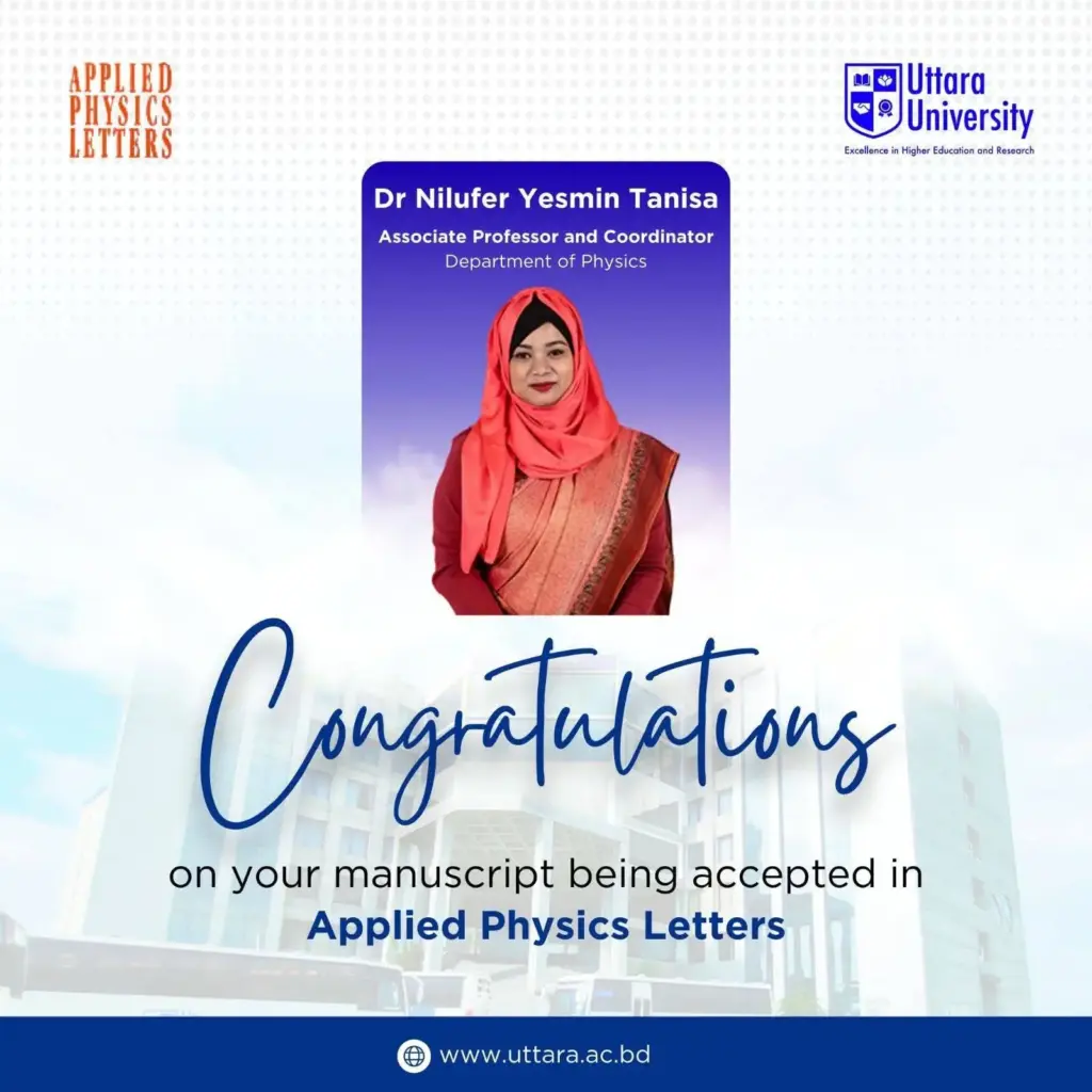 Uttara University Faculty Members Publish Research in Applied Physics Letters