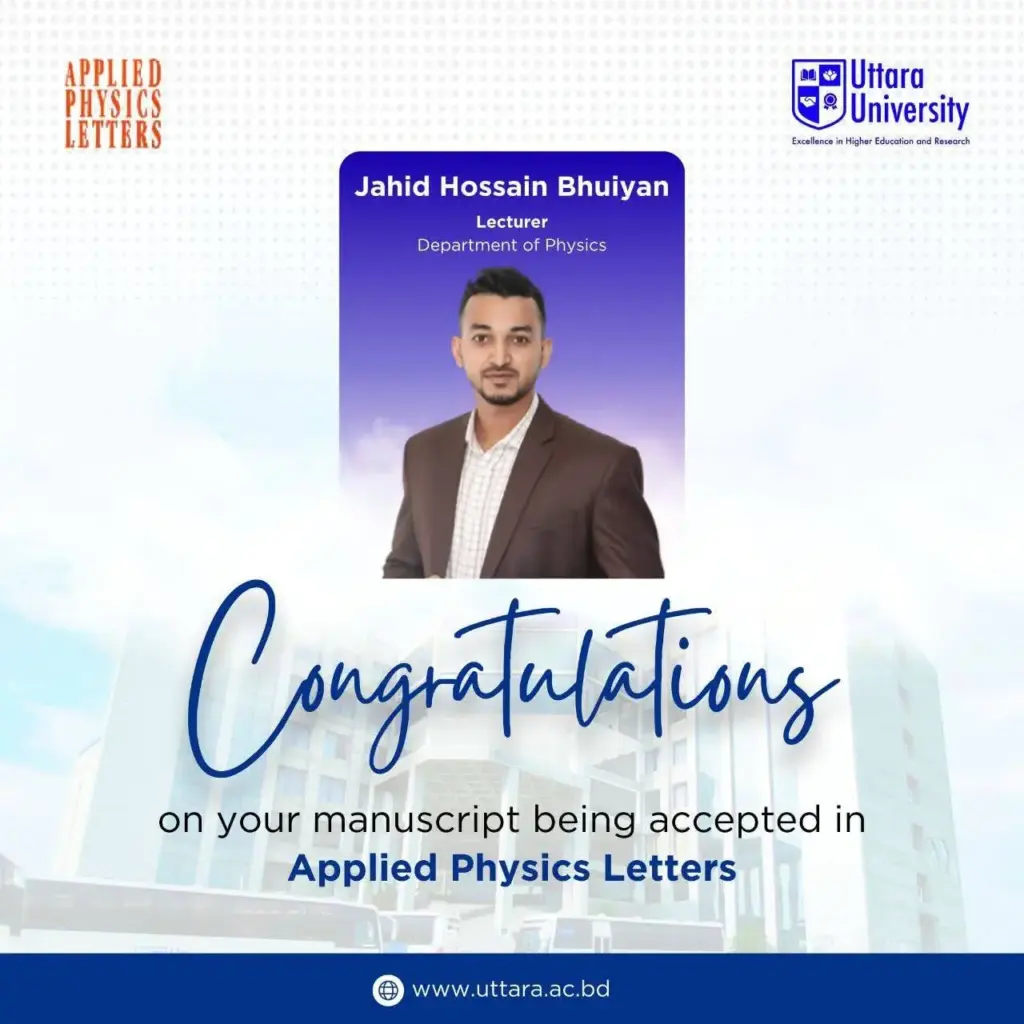 Uttara University Faculty Members Publish Research in Applied Physics Letters