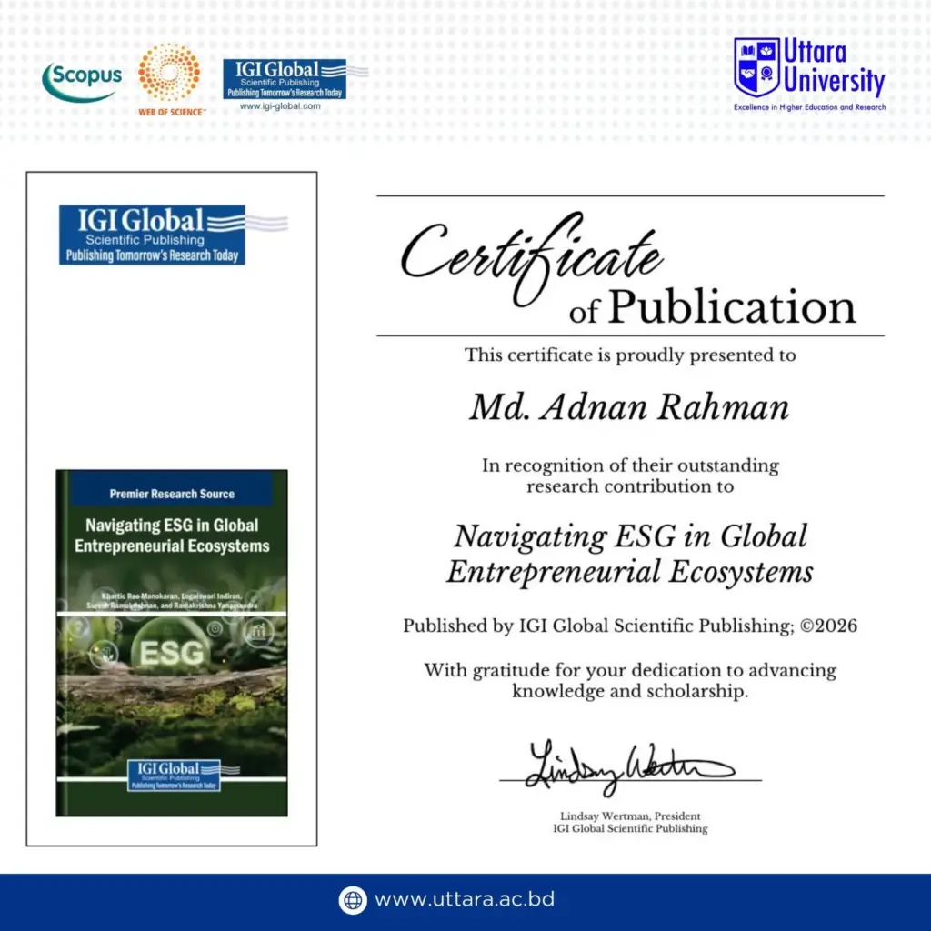 Uttara University Faculty Achieves Major Milestone in Global Academic Publishing