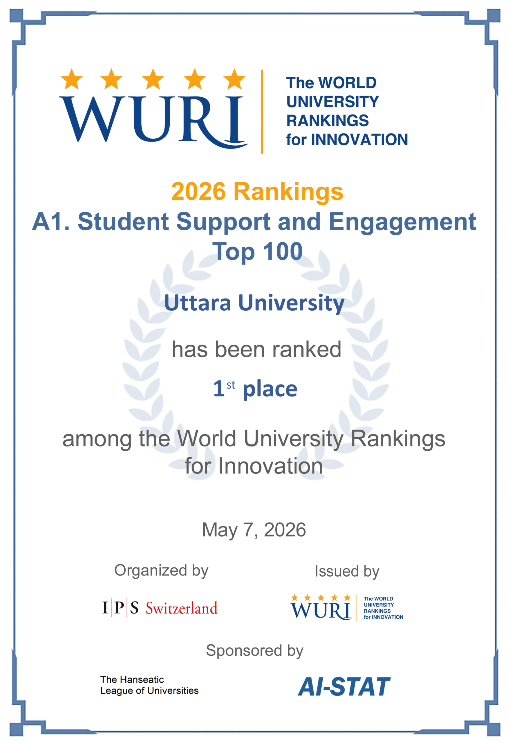 Student Support & Engagement WURI Ranking 2026