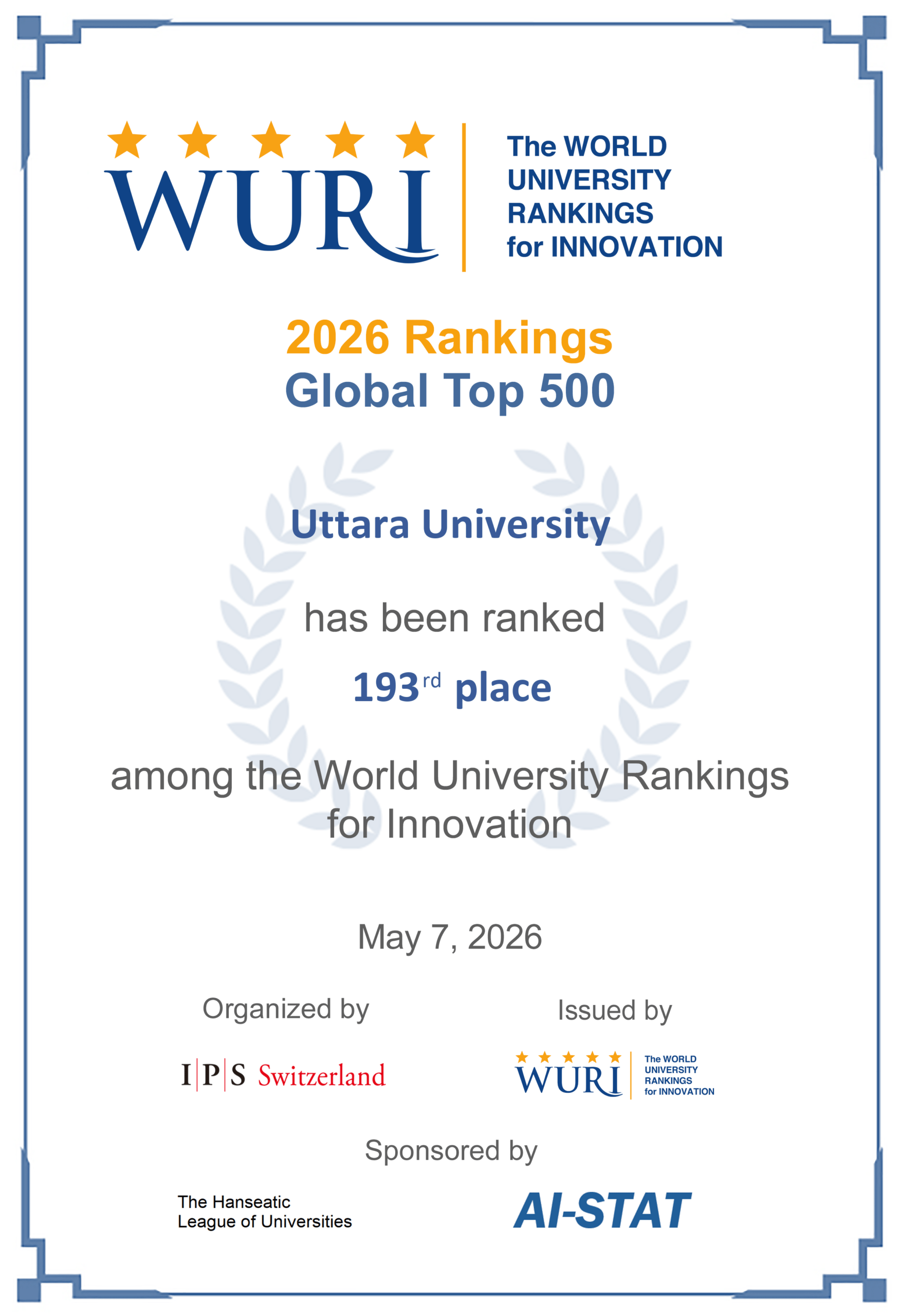 Global Rankings WURI 2026