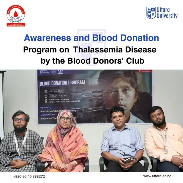 Uttara University Hosts Awareness and Blood Donation Program to Combat Thalassemia